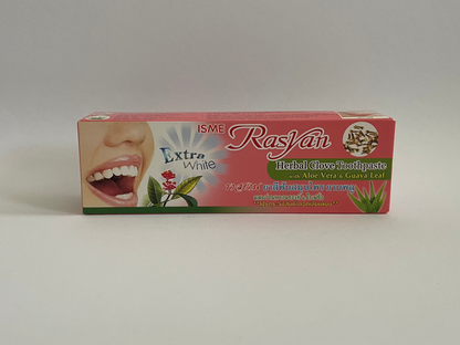 NEW Extra White Isme Rasyan Herbal Clove Toothpaste with Aloe Vera & Guava Leaf (100 g.) by ISME Rasyan